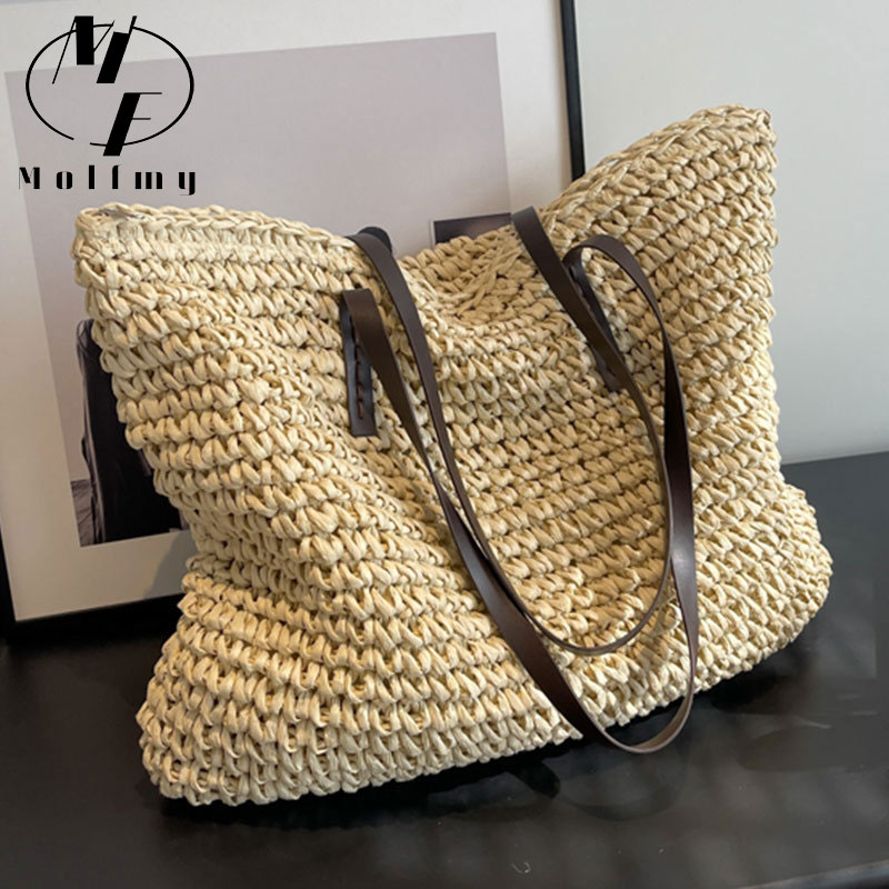 Linen Bag Bulk - Sacola de tecido de palha feminina,