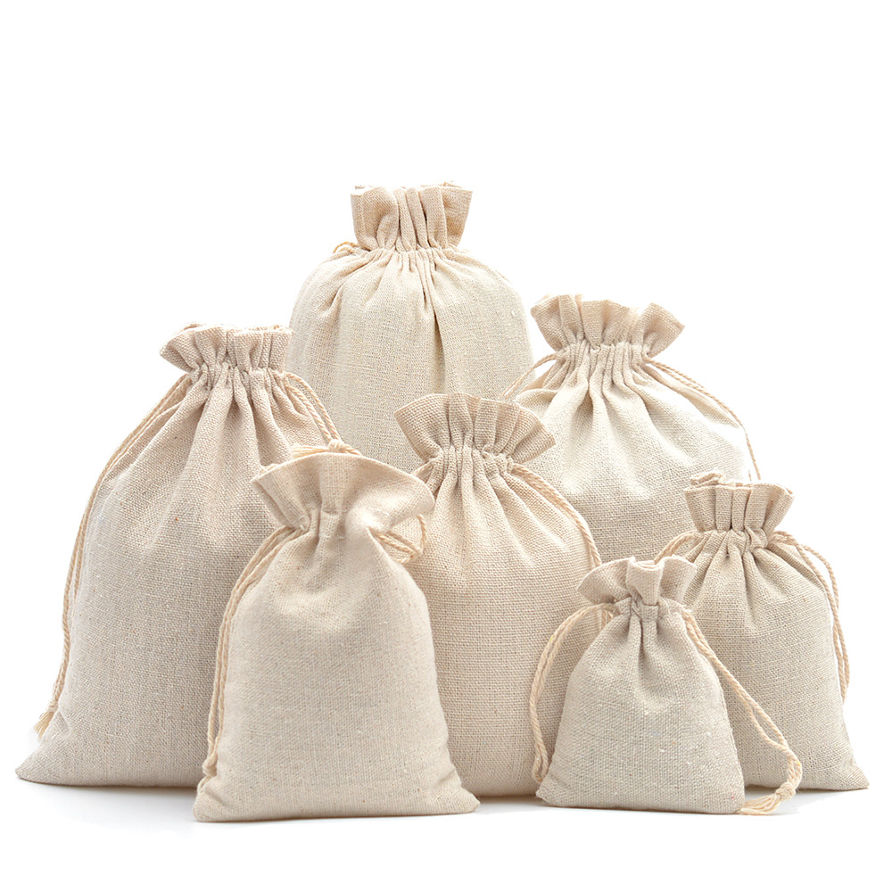 Linen Bag Bulk - 10 pçs algodão linho cordão presente